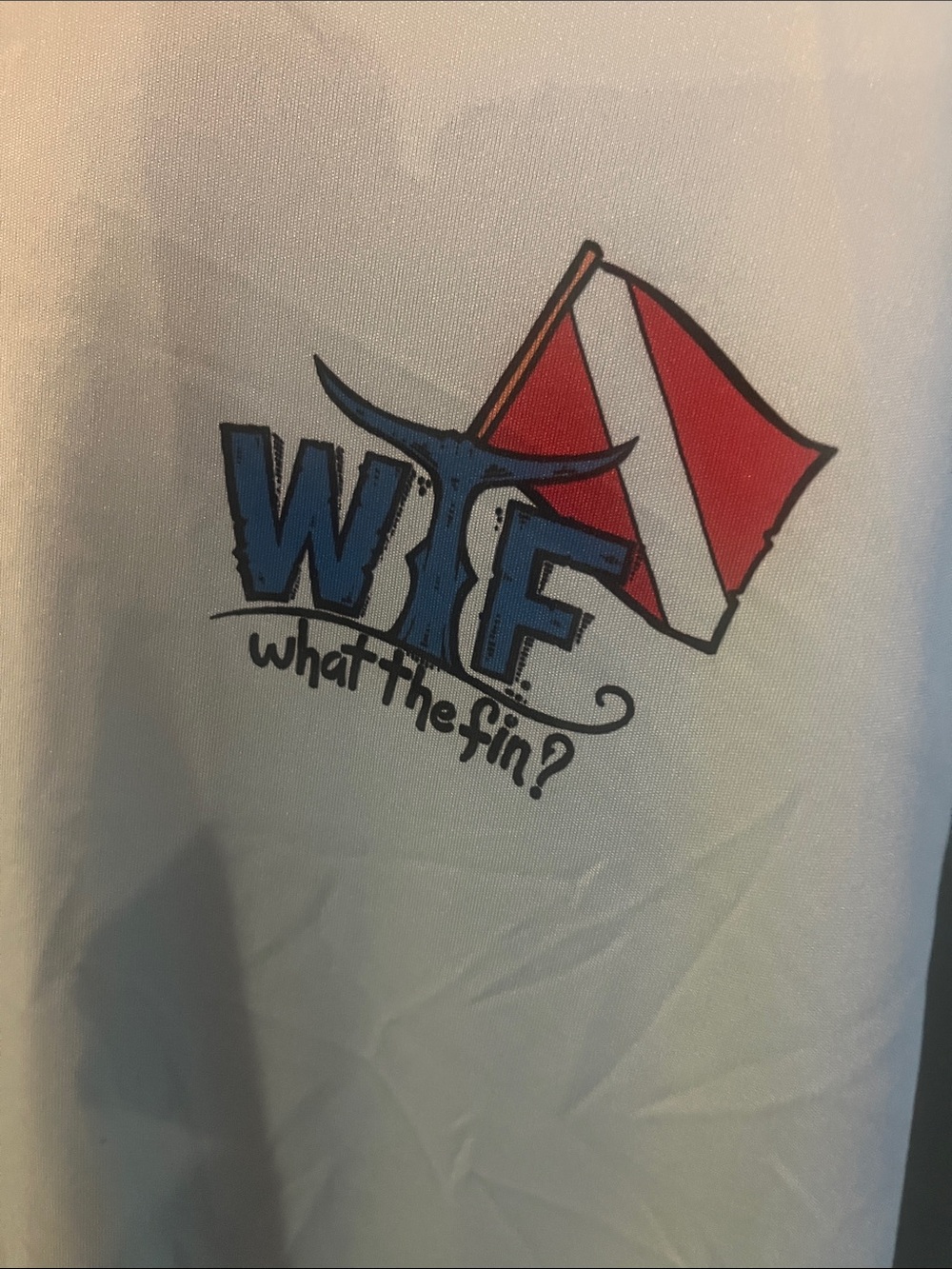 What The Fin? White Long Sleeve Tee with Diver Flag